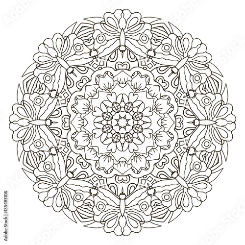 Mandala. Oriental ornament relaxing. Coloring Doodle Round figure