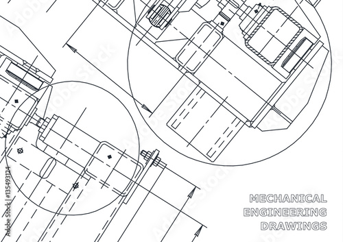 Mechanical Engineering drawing. Blueprints. Mechanics. Cover. Engineering design, instrumentation