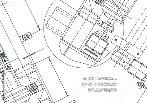 Mechanical Engineering drawing. Blueprints. Mechanics. Cover, background, banner