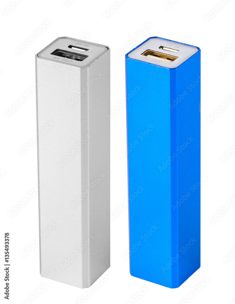 set power bank. Isolated on white background set power bank. Isolated on white background