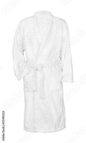 white bathrobe bathrobe. isolated on white background photo