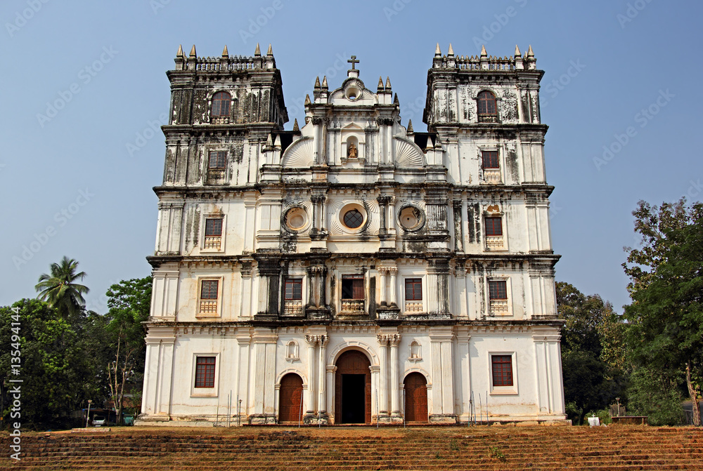 Saint Anne Church, Santana Church, a 17th century church in Portuguese baroque style, in Talaulim, Goa, India, where Touxeachem Feast or Cucumber Festival is held in the July month