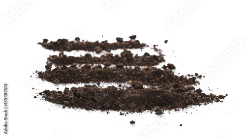  pile dirt isolated on white background, with clipping path
