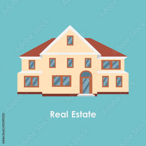 Vector illustration of color house and real estate
