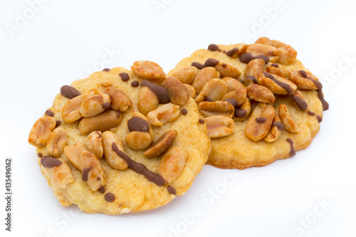 Cookies nuts on the isolated on white background.