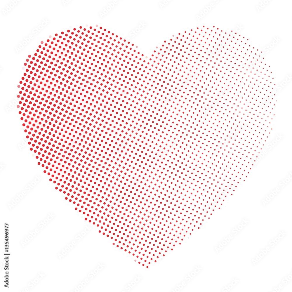 Dotted heart in linear arrangement. Valentine Day theme. Simple halftone gradient vector illustration. Dotted heart in linear arrangement. Valentine Day theme. Simple halftone gradient vector illustration.