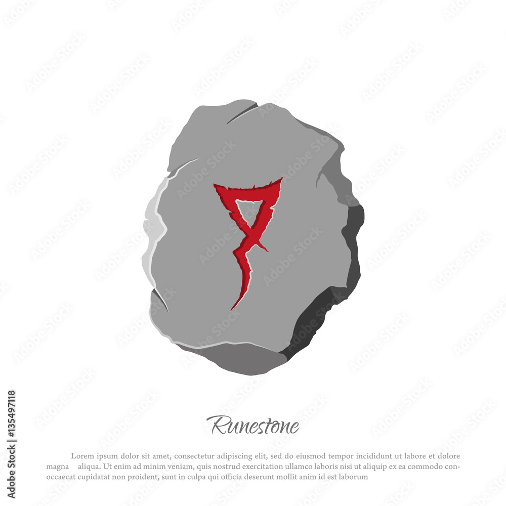 Rune stone on a white background in cartoon style. The object to Stock ...