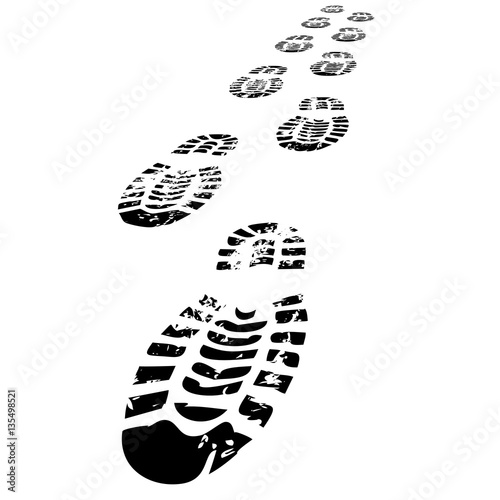 Shoe Prints Walking Forward