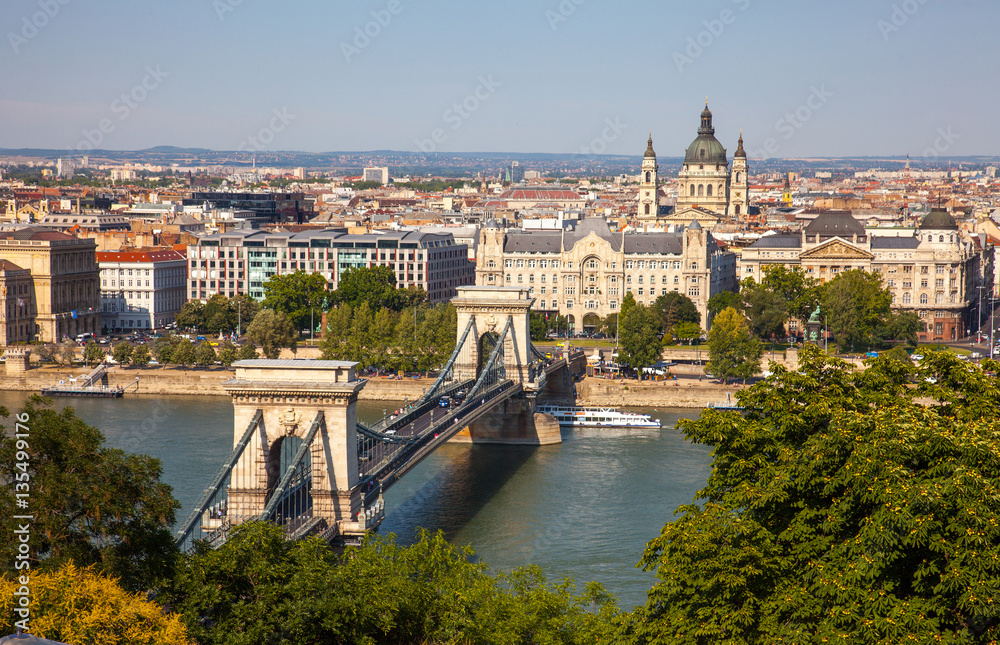 The Chain Bridge in Budapest, Hungary