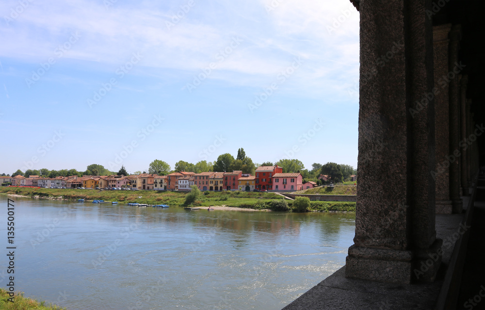 houses and the ticino river from the ancient bridge houses and the ticino river from the ancient bridge