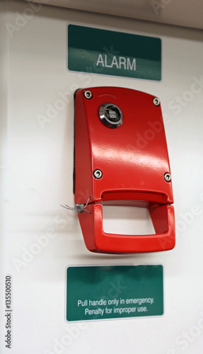 red alarm system with hand brake to block subway