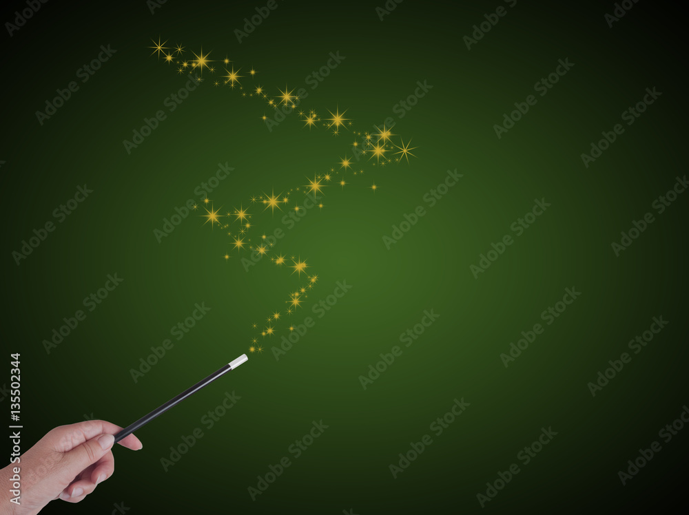 Fototapeta premium Golden starry shapes on green background. Ideal gardening etc.