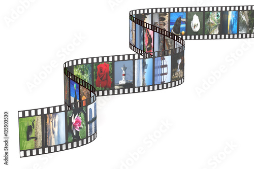 Film strip with images, 3D rendering