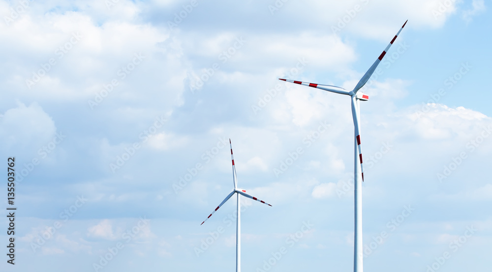 Wind power plants close up Wind power plants close up