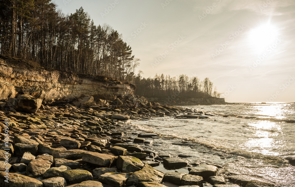 Fototapeta premium Sunset at the wild shore