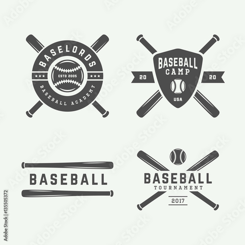 Vintage baseball logos, emblems, badges and design elements.