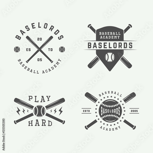 Set of vintage baseball logos, emblems, badges 