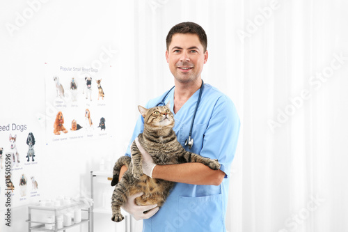 Handsome young veterinarian...
