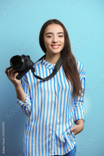 Beautiful young photographe...