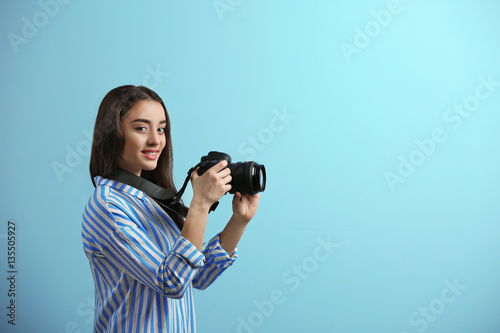 Beautiful young photographe...