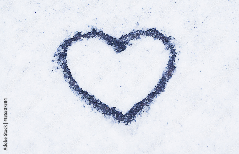 shape of heart on a snow shape of heart on a snow