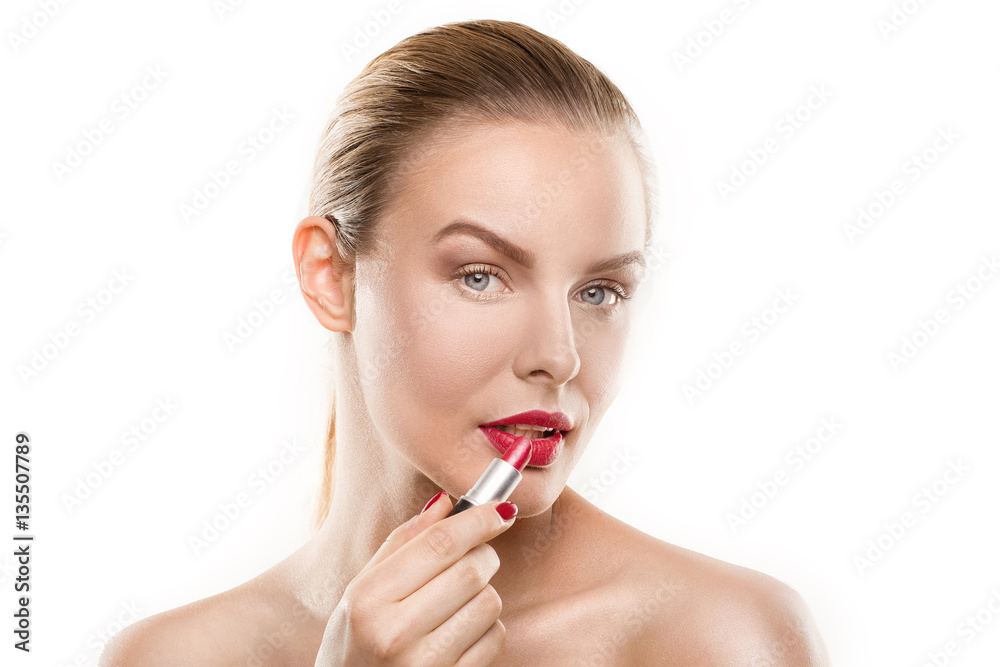 Beauty portrait of blonde natural lady. Beauty portrait of blonde natural lady.