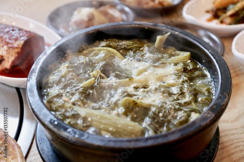 korea traditional hot soup : dried radish leaves soup