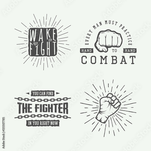 Set of vintage motivational and inspirational fighting poster 