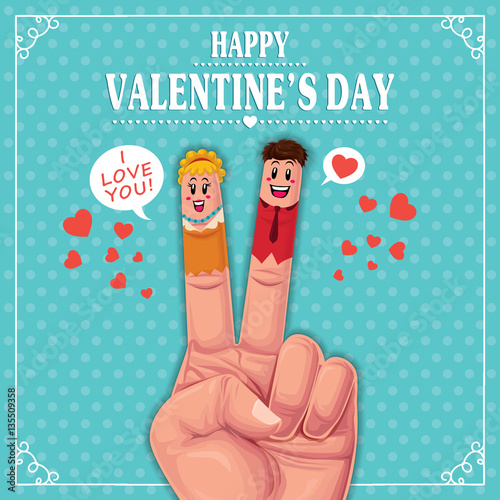 Vintage Valentines Day poster design with couple