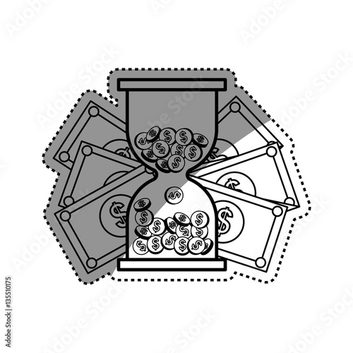 Hourglass with coins icon vector illustration graphic design