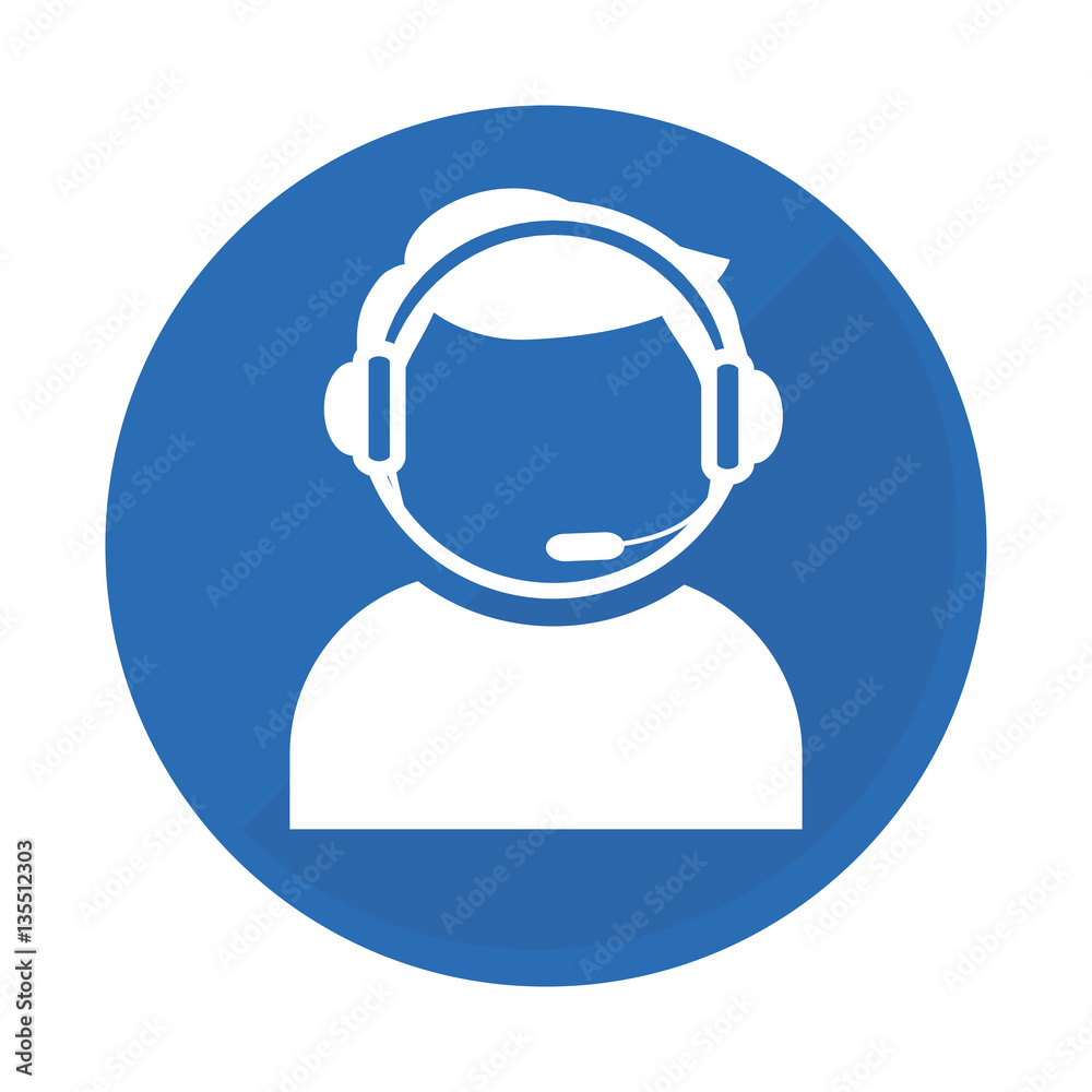 emblem technical support assistant icon image, vector illustration