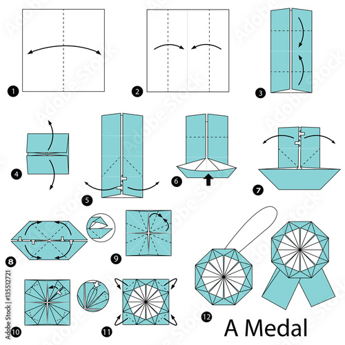 step by step instructions how to make origami A Medal.