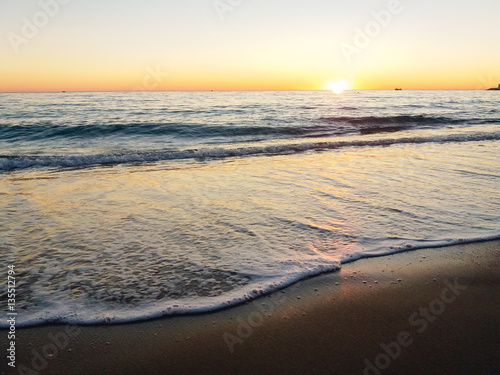 Fototapeta Naklejka Na Ścianę i Meble -  Beach view over the ocean background, natural sunny outdoors