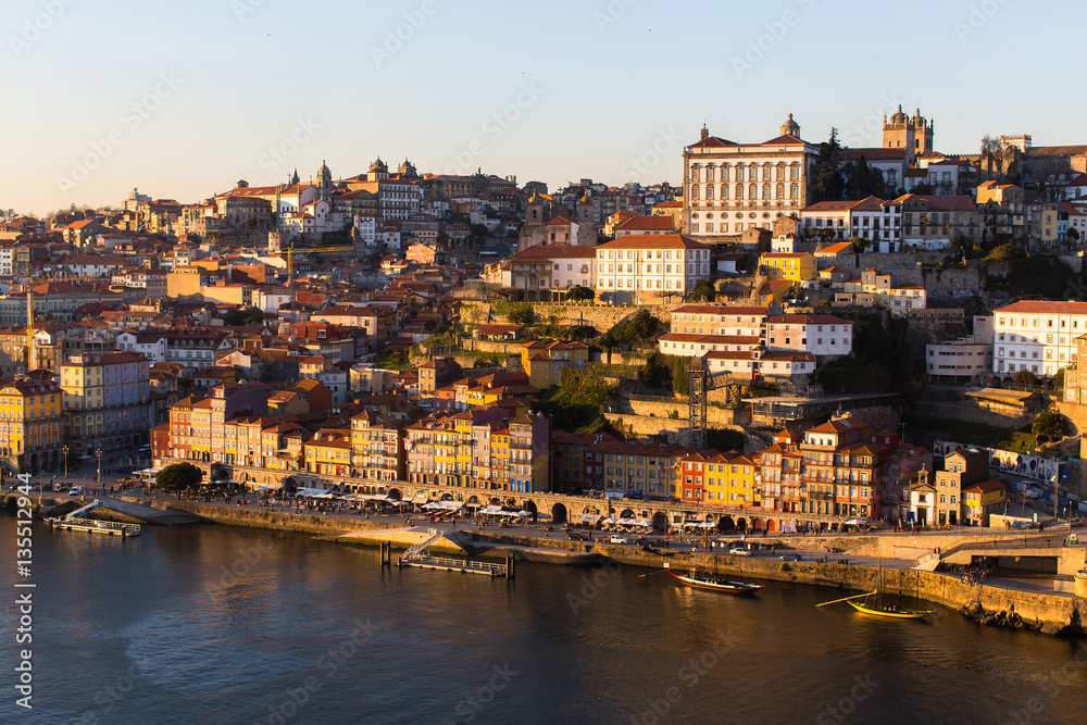 Ribeira in the heart of old Porto, Douro river, Portugal.