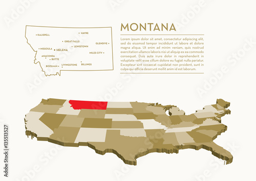 3D USA State map - MONTANA