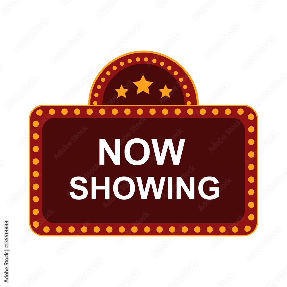 Naklejka premium Now showing sign vector illustration