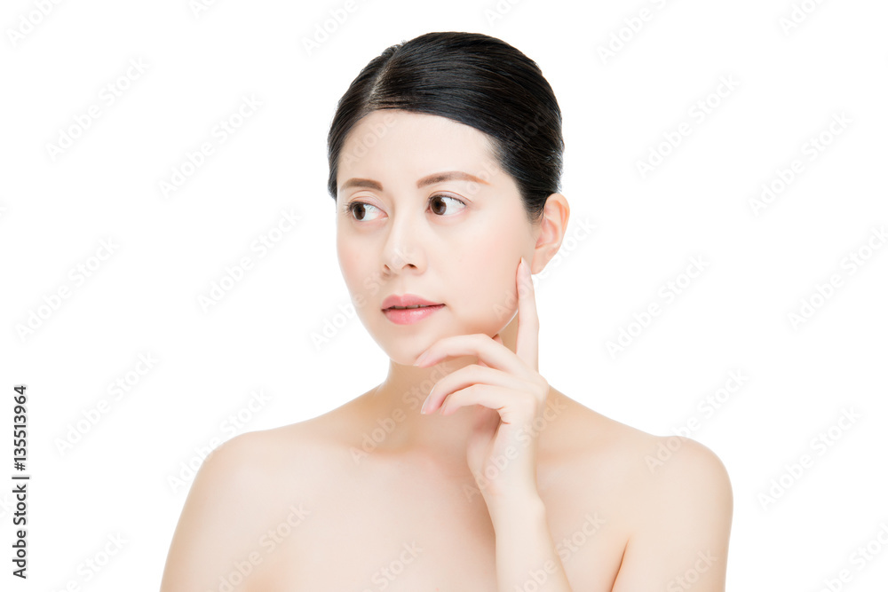 beauty asian woman model finger touch perfect face skin beauty asian woman model finger touch perfect face skin