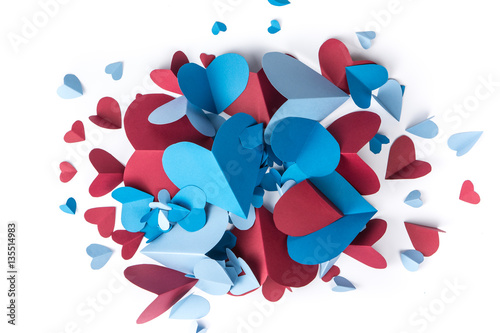 red and blue heart paper