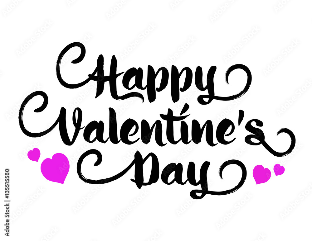 Obraz premium vector inscription happy valentines day with heart