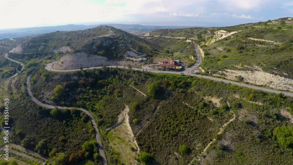 Green mountain landscape aerial view, outdoor recreation place for ecotourism Green mountain landscape aerial view, outdoor recreation place for ecotourism