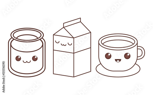 glass milk carton cup kawaii icon image black line  vector illustration design 