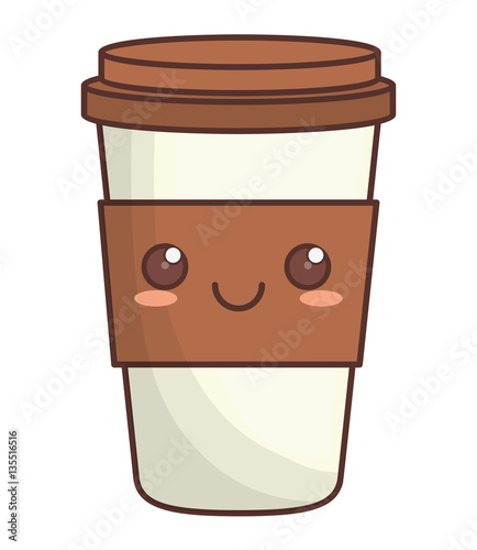 disposable coffee cup kawaii icon image vector illustration design 