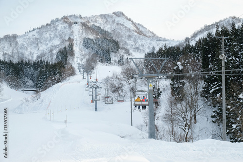 skii lift at snow resort in Yuzawa photo