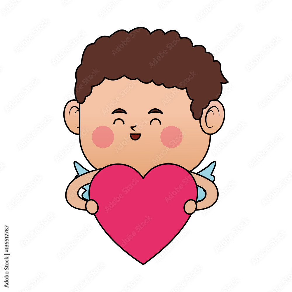 baby cupid with heart icon over white background. colorful design. vector illustration baby cupid with heart icon over white background. colorful design. vector illustration