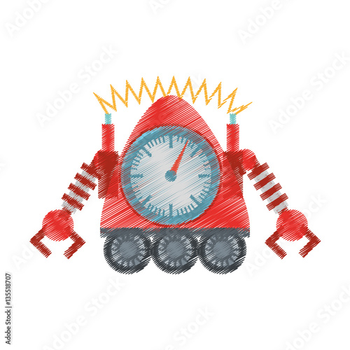 drawing clock robotic machine connection vector illustration eps 10