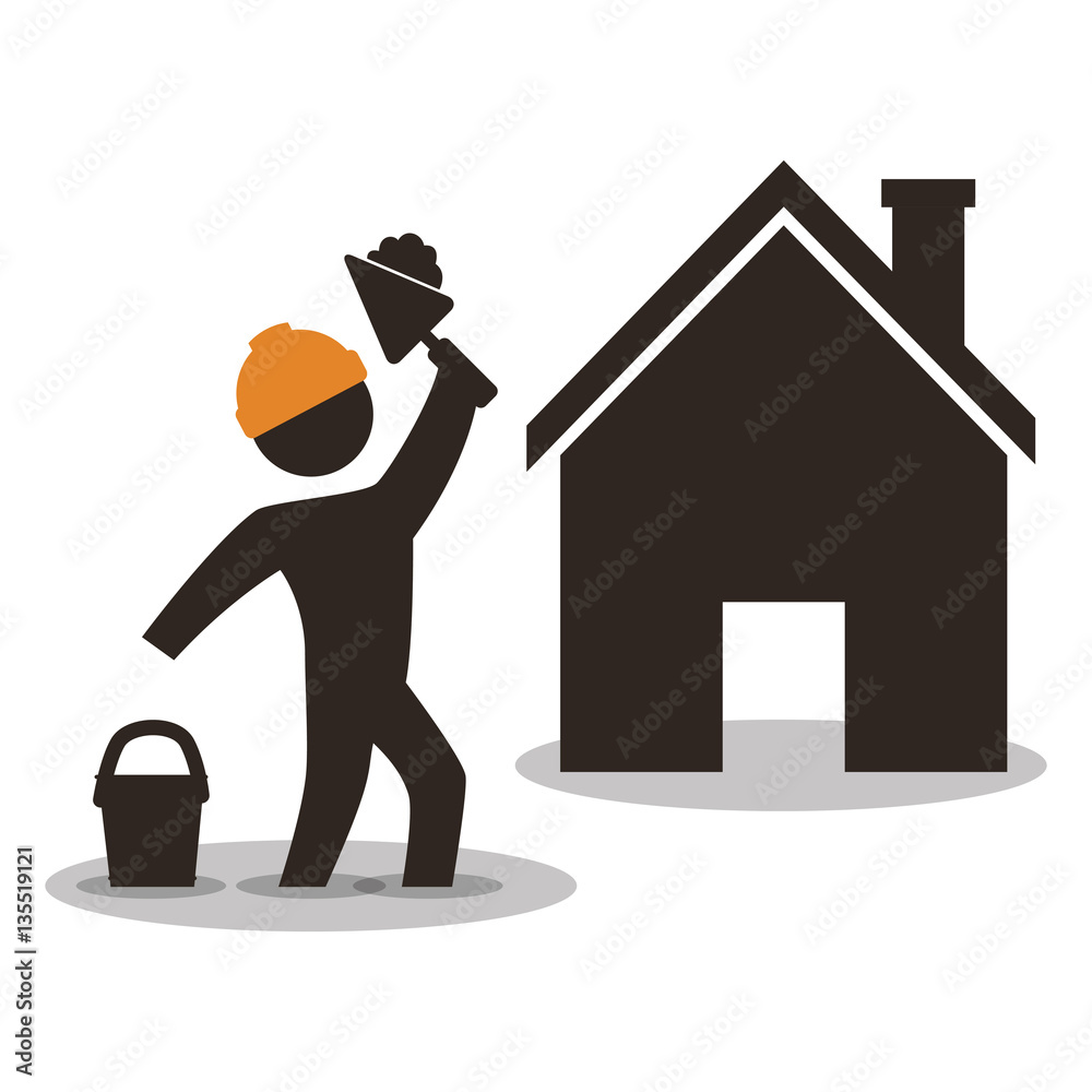 house construction worker wiyh spatule and cement vector illustration eps 10 house construction worker wiyh spatule and cement vector illustration eps 10
