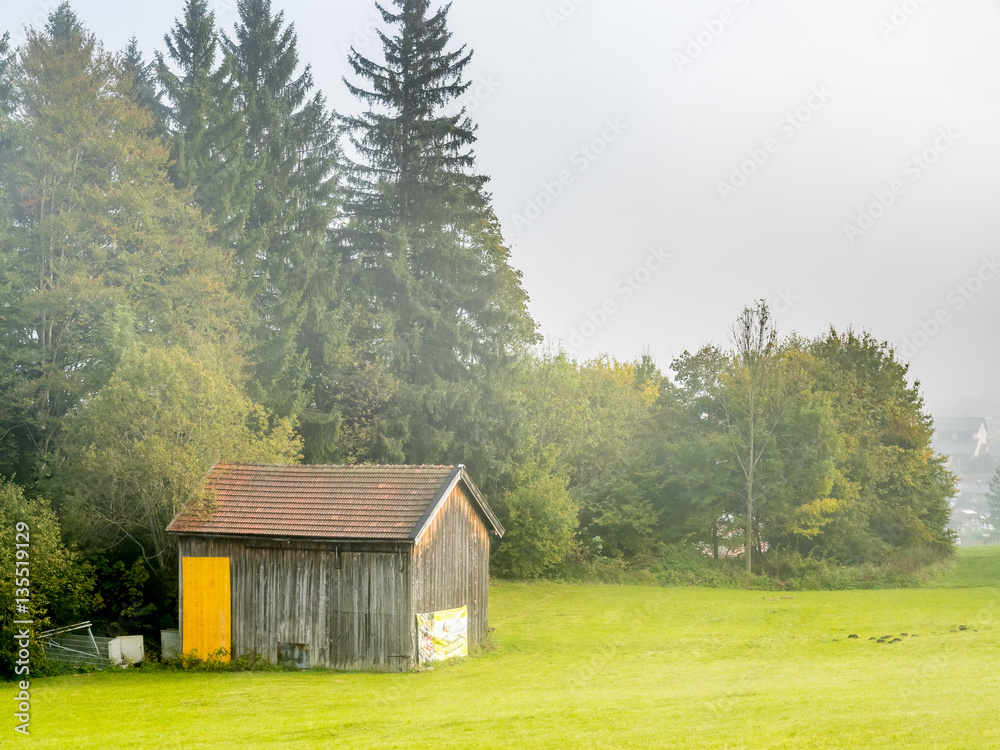 Obraz premium Morining green grass field in Oberammergau