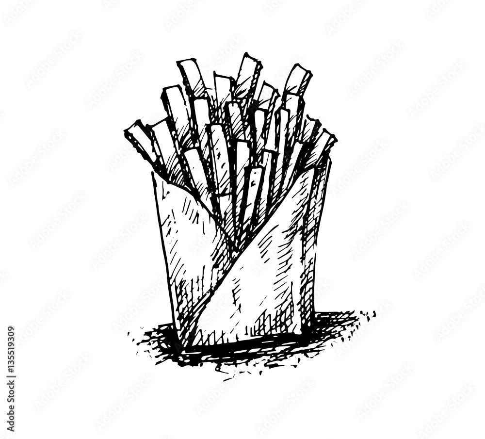 freehand drawn black and white french fries-Vector ESP10 Stock Vector ...
