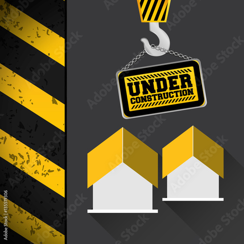 crane hang sing house under construction vector illustration eps 10