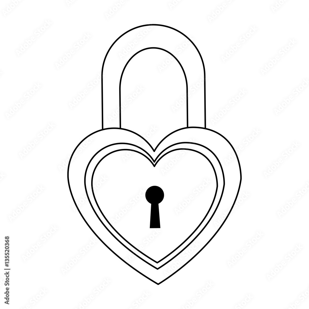 padlock in heart shape over white background. vector illustration padlock in heart shape over white background. vector illustration